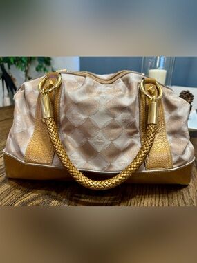 MCM Metallic Gold/ Champagne Bowling Bag